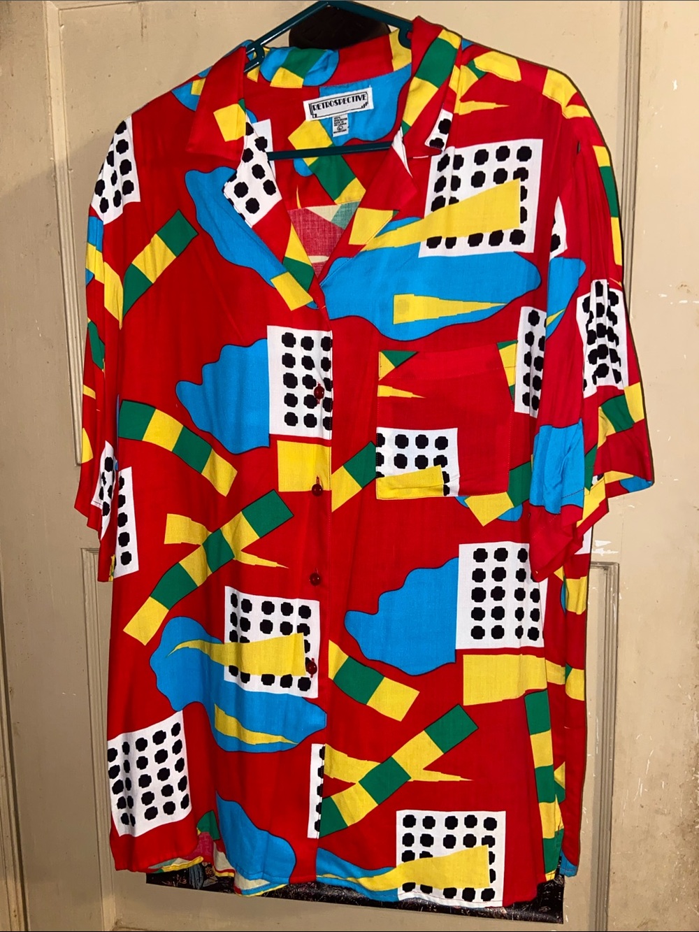 ECLECTIC VTG SHIRT GEOMETRIC RED Men’s (Unisex) by RETROSPECTIVE Pop Art